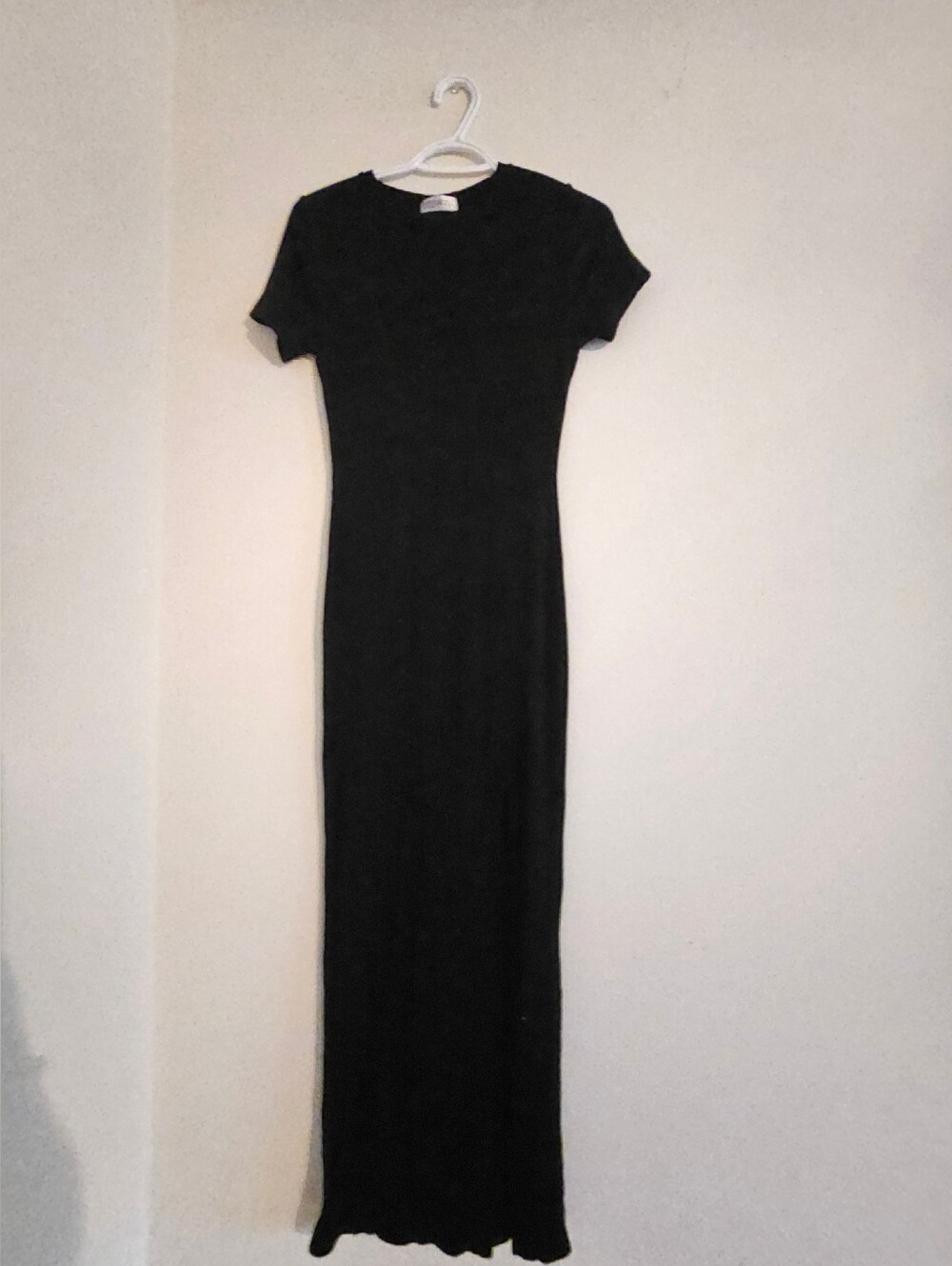 Black Short Sleeve Bodycon Maxi Dress